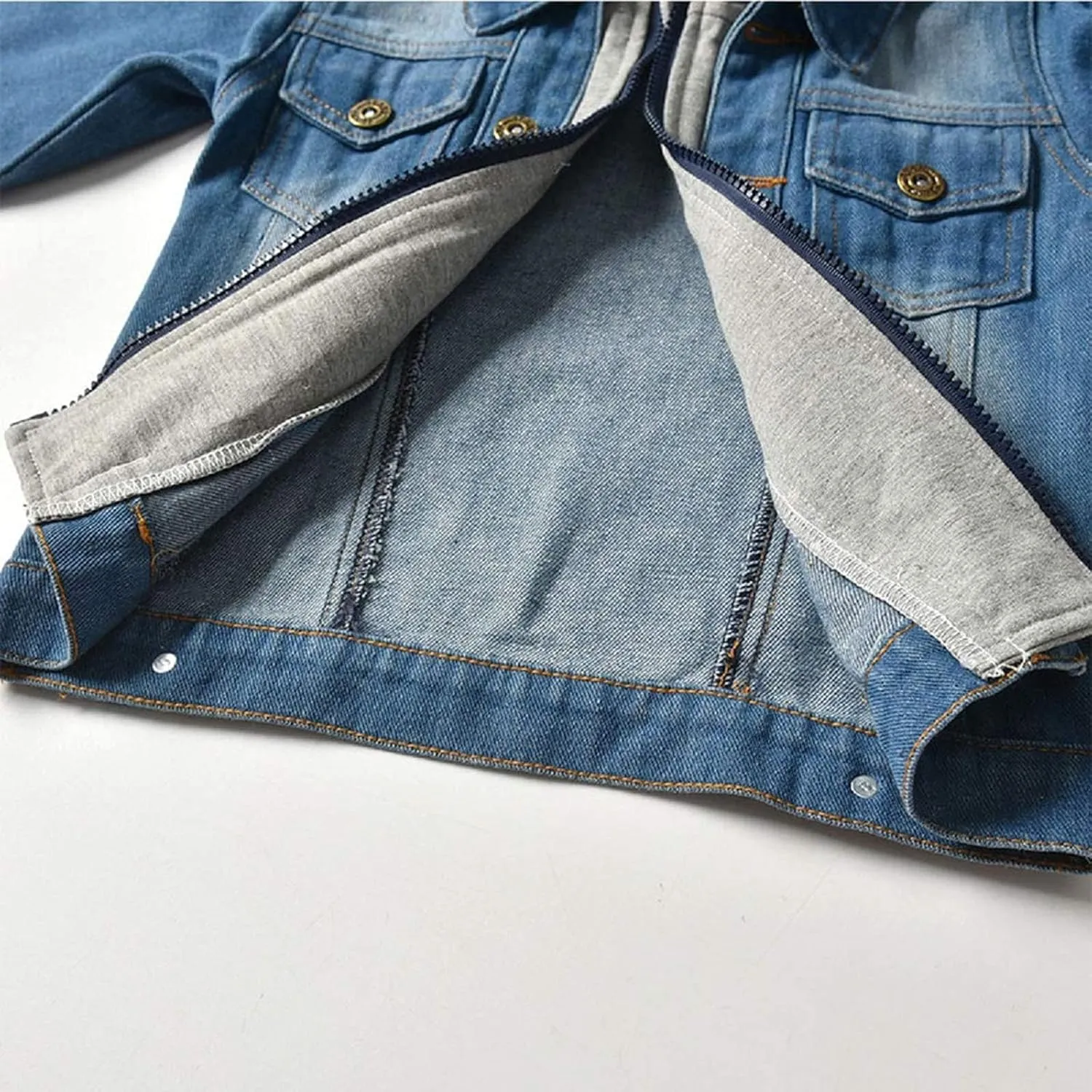 Little Boys Girls Cardigan Hooded Lapel Zipper Pocket Baby Denim Coat Jackets Outerwear