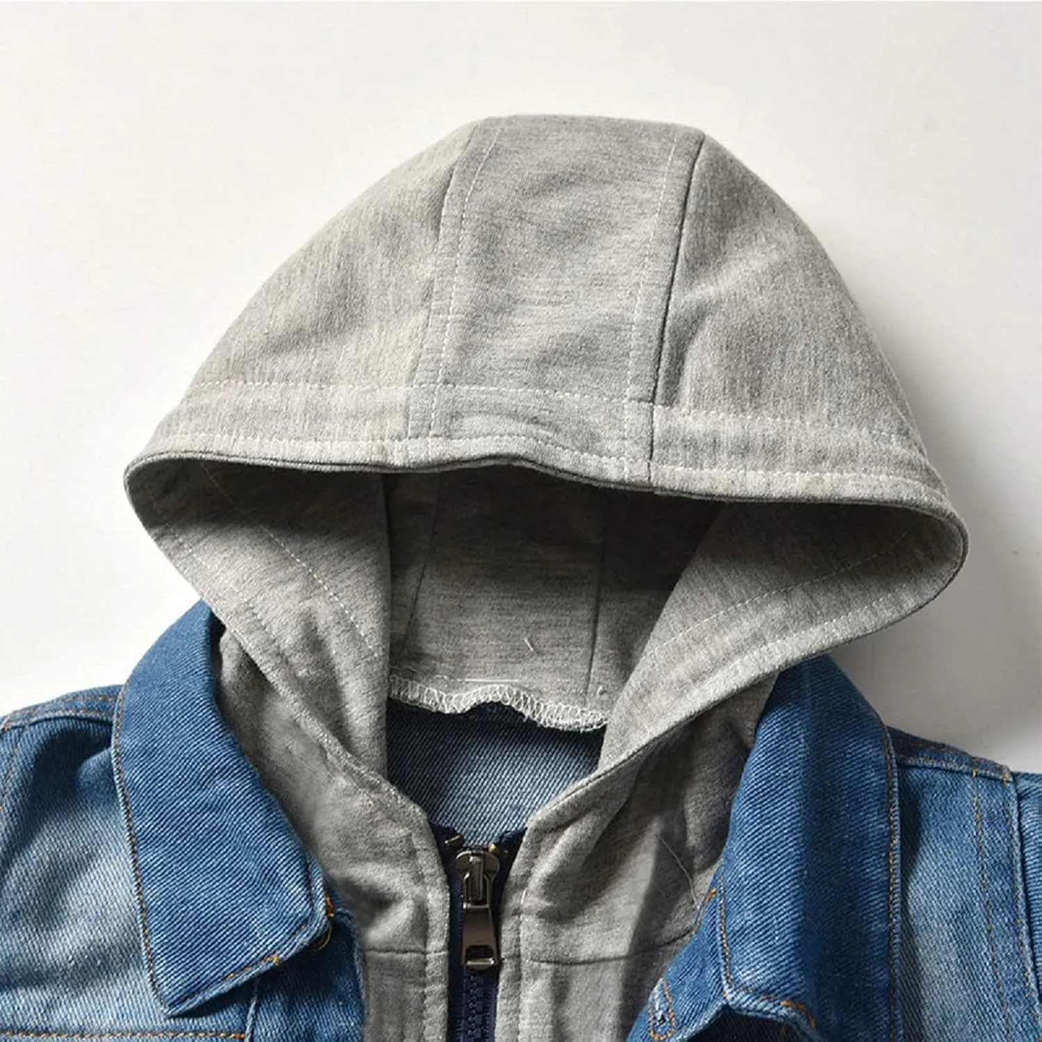 Little Boys Girls Cardigan Hooded Lapel Zipper Pocket Baby Denim Coat Jackets Outerwear