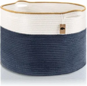 Little Hippo Baskets XXXL Large Cotton Rope Basket 22"x22"x14" Storage Woven Blanket Organizer for Living Room Organizing, Baby Gift, Kids Toy Storage