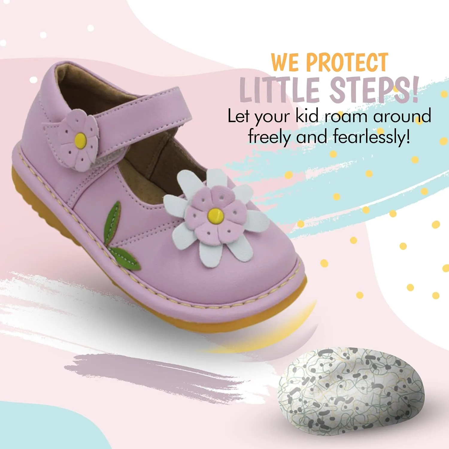 Little Mae's Boutique Mary Jane Squeaky Shoes for Toddler Girls, Ideal Walking Shoes with Removable Squeaker and Adjustable Strap - Soft Sole Shoes for Little Girls