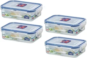 Lock & Lock, No BPA, Water Tight, Food Container, with 2 Divider Cups, 1.5-cup, 12-oz, Pack of 4, HPL810C