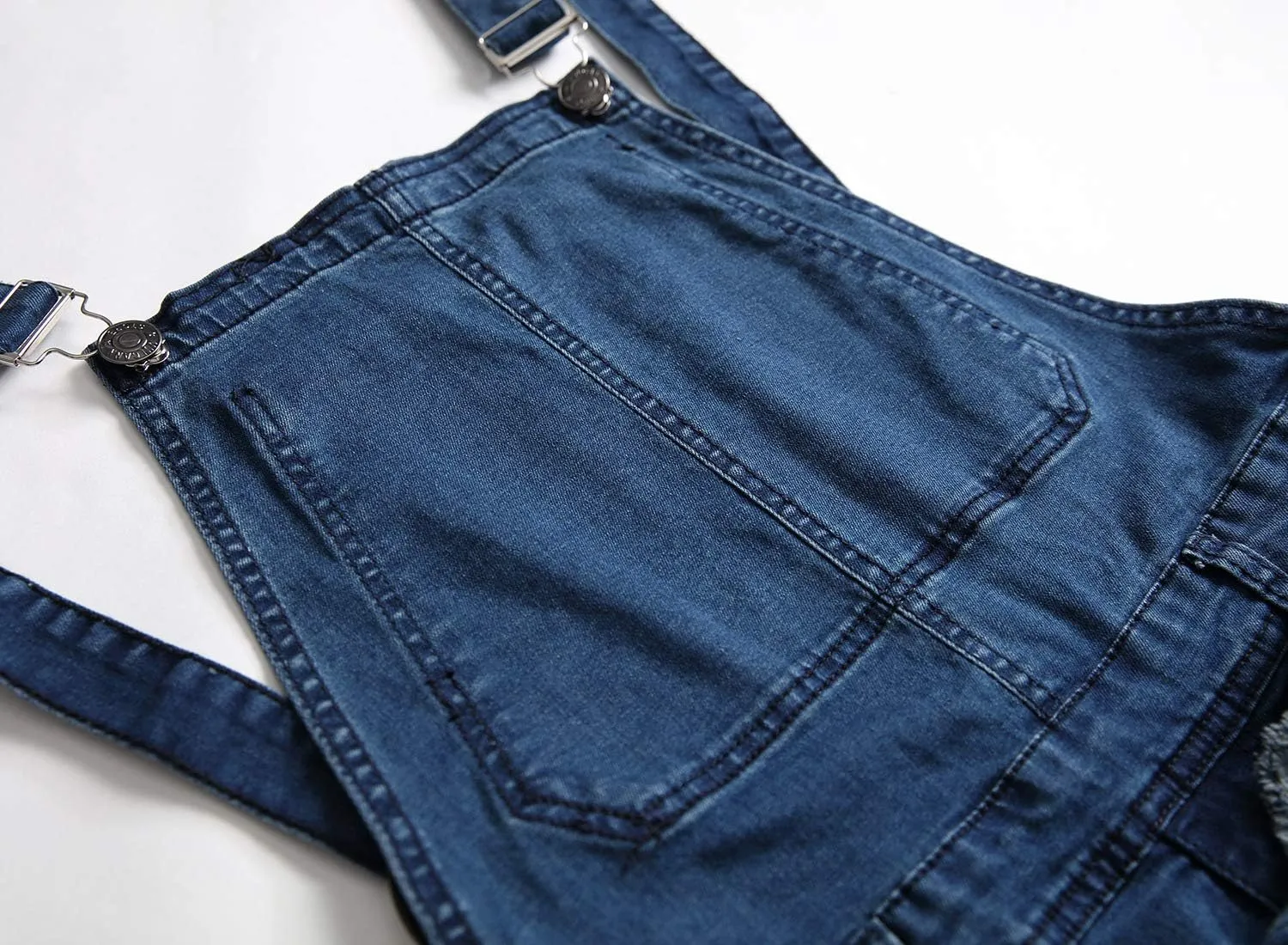 LONGBIDA Men's Denim Bib Overalls Fashion Slim Fit Jumpsuit with Pockets