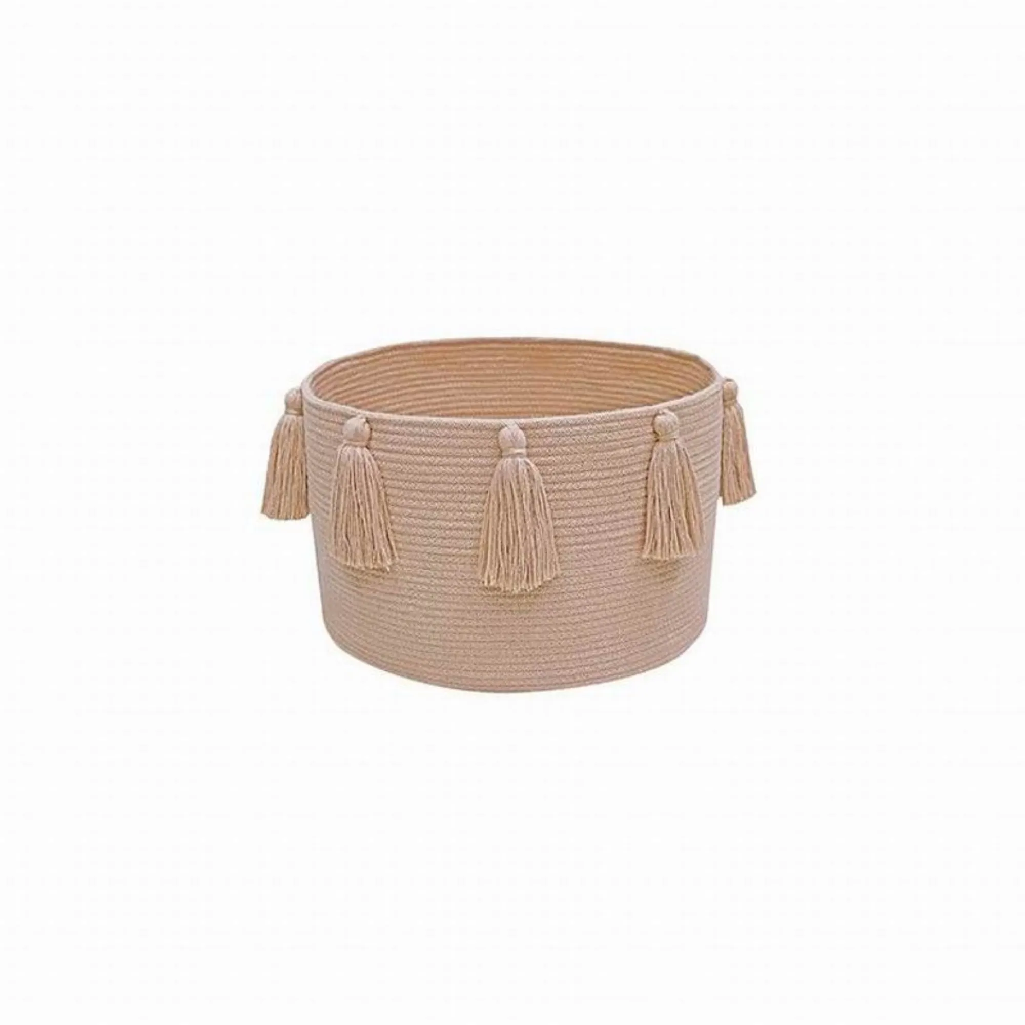 Lorena Canals Basket Tassels Pink 40x25cm (Pre-Order; Est. Delivery in 4-8 Weeks)