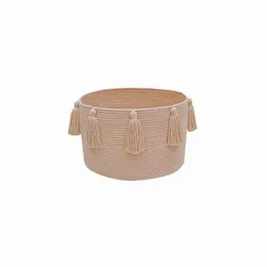 Lorena Canals Basket Tassels Pink 40x25cm (Pre-Order; Est. Delivery in 4-8 Weeks)