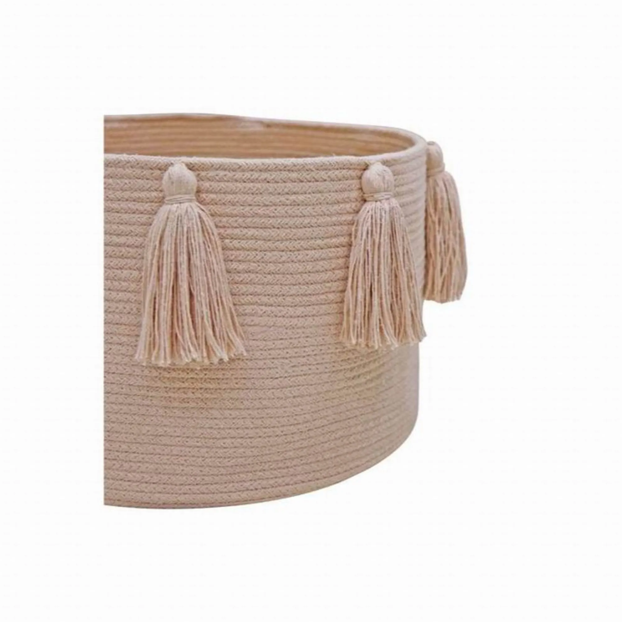 Lorena Canals Basket Tassels Pink 40x25cm (Pre-Order; Est. Delivery in 4-8 Weeks)