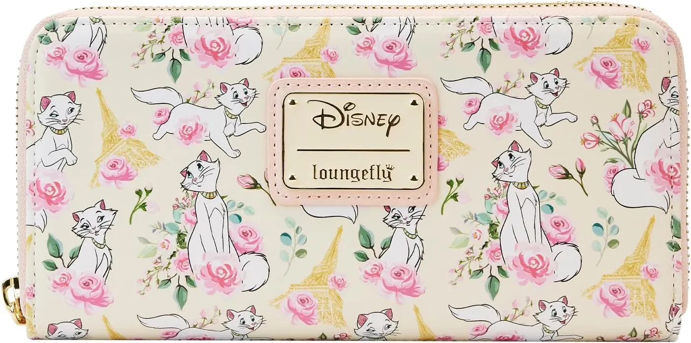 Loungefly Aristocats Duchess in Paris AOP Floral Faux Leather Zip Wallet