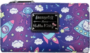 Loungefly x Hello Kitty Spaceship Allover-Print Flap Faux Leather Wallet (Multicolored, One Size)