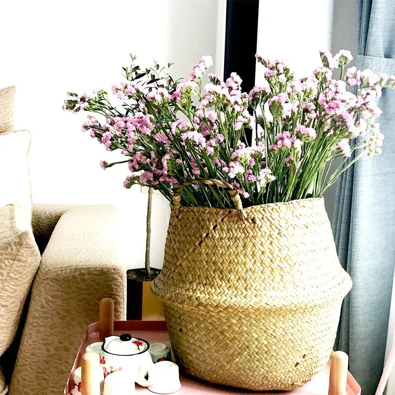 LuanQI Wicker Storage Basket  Flower Baskets Potted Plant Laundry Storage Decorative Basket Rattan Flower Pot Garden Planters