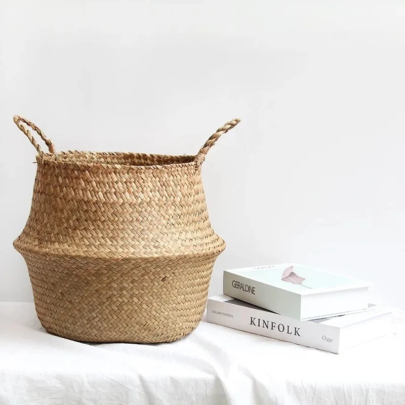 LuanQI Wicker Storage Basket  Flower Baskets Potted Plant Laundry Storage Decorative Basket Rattan Flower Pot Garden Planters