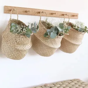 LuanQI Wicker Storage Basket  Flower Baskets Potted Plant Laundry Storage Decorative Basket Rattan Flower Pot Garden Planters