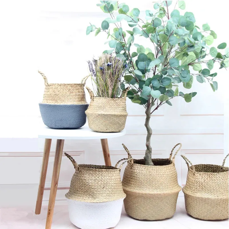 LuanQI Wicker Storage Basket  Flower Baskets Potted Plant Laundry Storage Decorative Basket Rattan Flower Pot Garden Planters