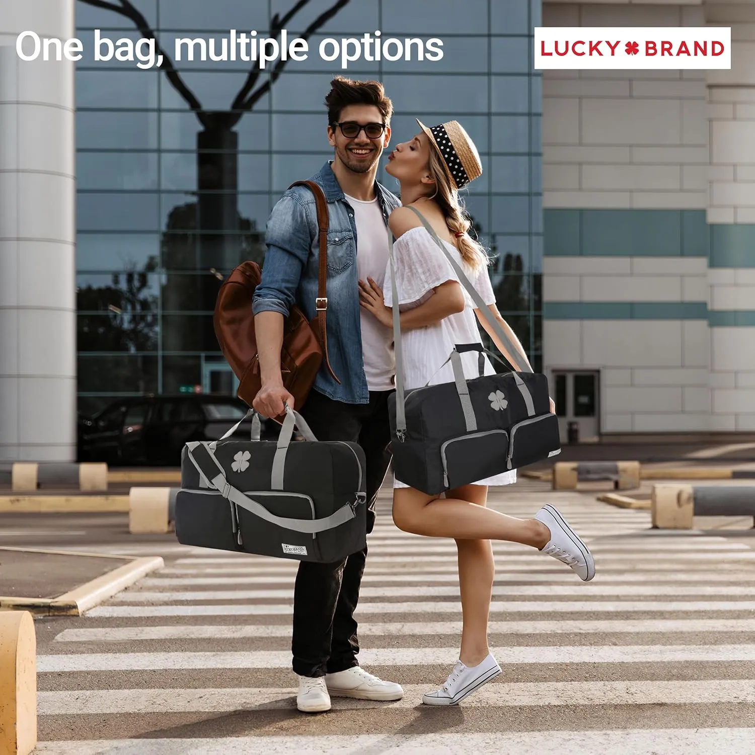 Lucky Travel Duffel Bags 40L, Gym Bag, Travel Bag & Large Duffle Bag for Men, Foldable Overnight Weekender Bags for Women & Men with Adjustable Shoulder Strap