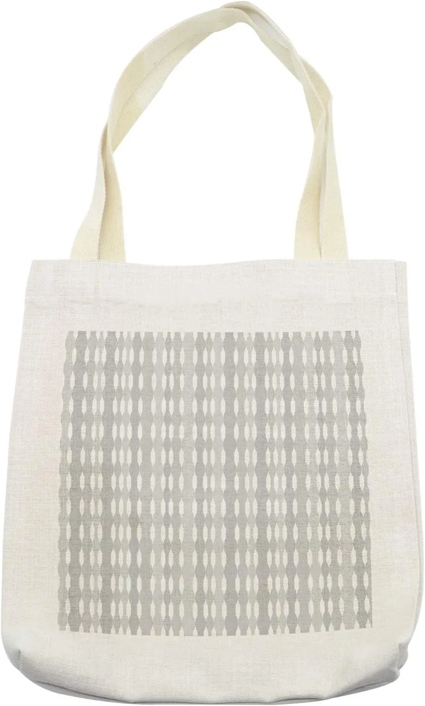 Lunarable Abstract Tote Bag, Modern Feng Shui Pattern with Soft Toned Vertical Stem Line Motifs, Cloth Linen Reusable Bag for Shopping Books Beach and More, 16.5" X 14", Cream