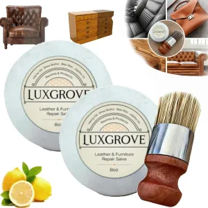 Luxgrove Leather Salve, Luxgrove, Lux Grove Leather Repair, Luxgrove Leather Salve& Brush Set, Household Furniture Salve for Leather,Leather Repair Cream for Sofa,Car Seats (2pcs)