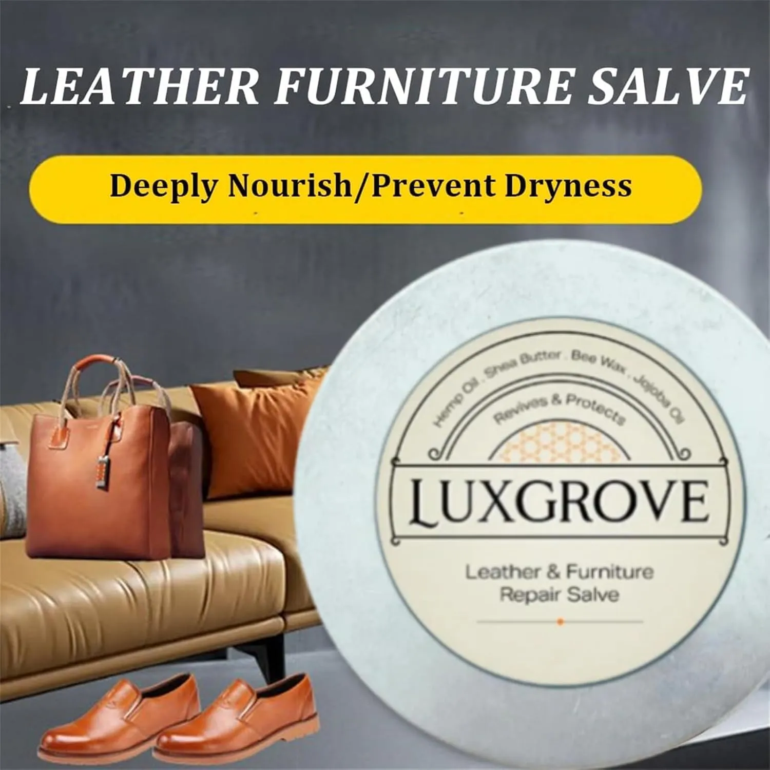 Luxgrove Leather Salve, Luxgrove, Lux Grove Leather Repair, Luxgrove Leather Salve& Brush Set, Household Furniture Salve for Leather,Leather Repair Cream for Sofa,Car Seats (2pcs)