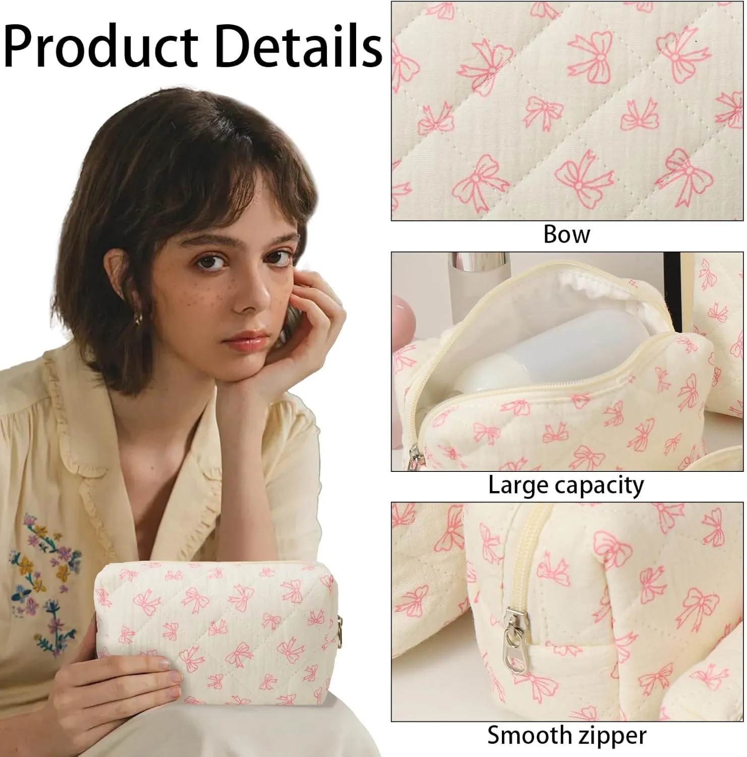 LYDZTION Makeup Bag Cosmetic Bag for Women,1Pcs Large Capacity Makeup Bags and 1Pcs Pencil Case Makeup Brushes Storage Bag Travel Toiletry Bag Organizer
