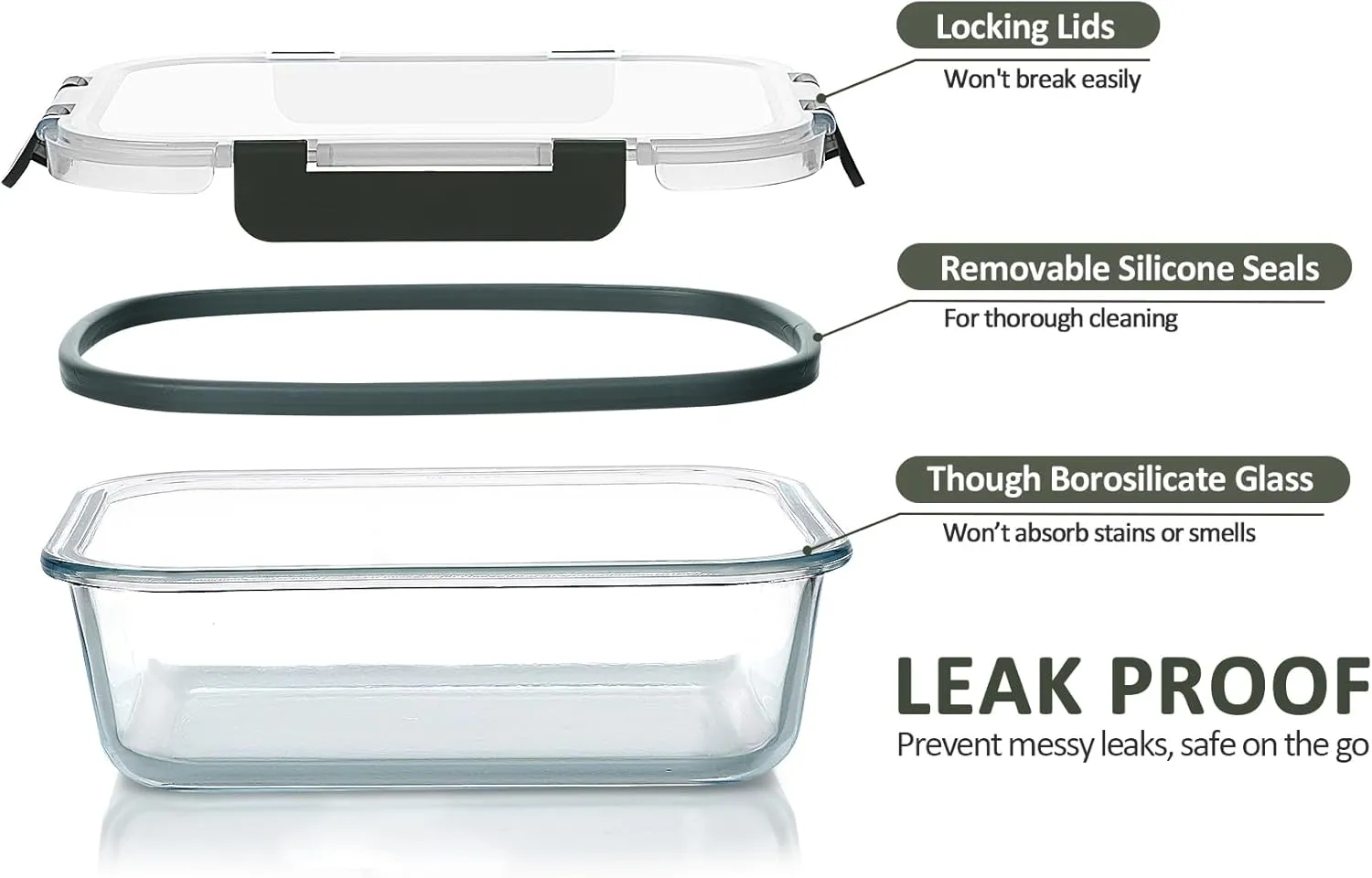M MCIRCO [80 oz & 36 oz Extra Large Glass Food Storage/Baking Containers Set with Lids, 2 Pack 80 oz(10 cup)&2 Pack 36 oz (4.5 cup) Airtight Glass Container,Microwave,Oven,Freezer and Dishwasher