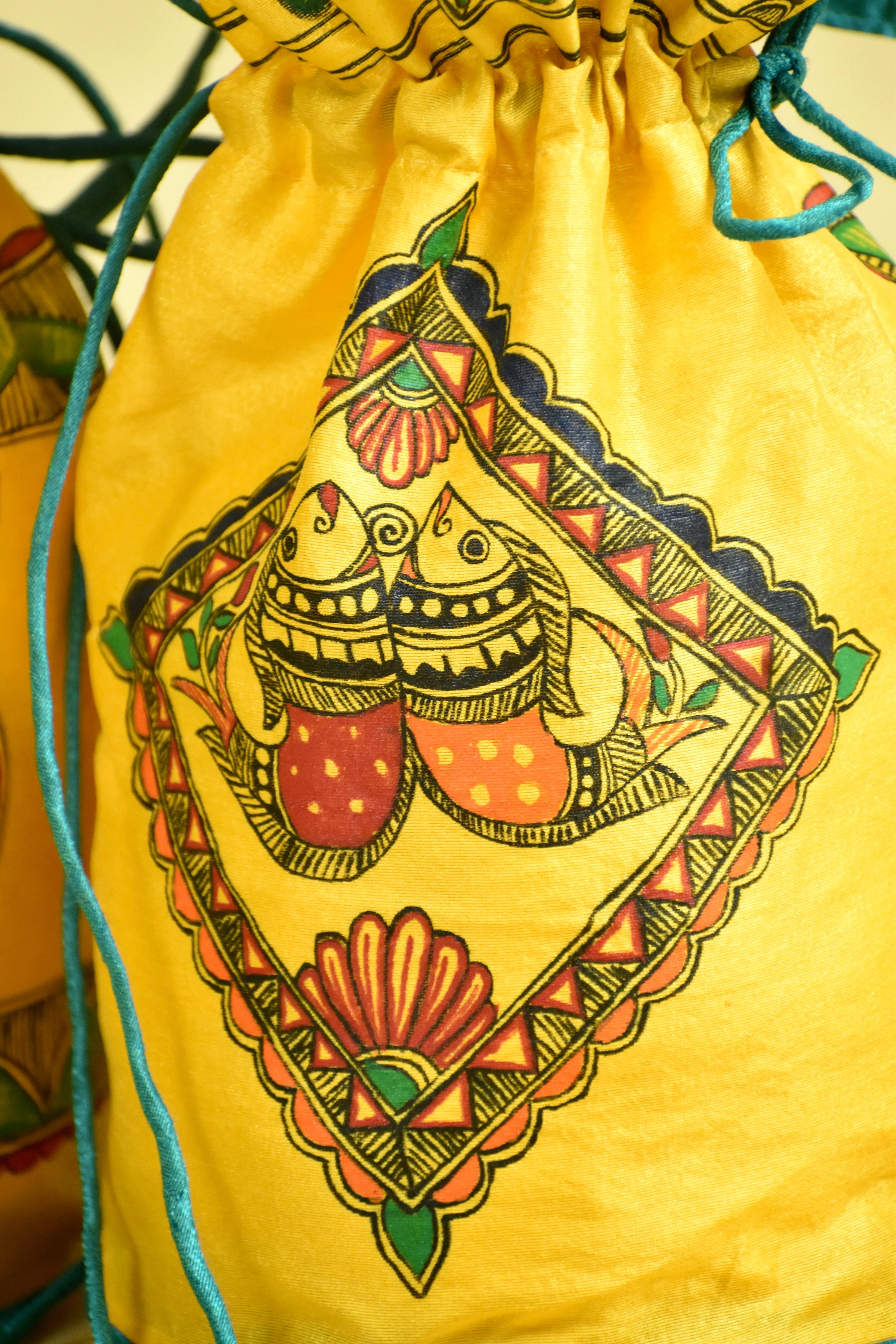 Madhubani Handpainted Silk Potli 10