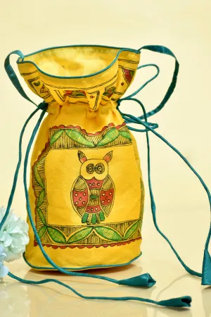Madhubani Handpainted Silk Potli 10