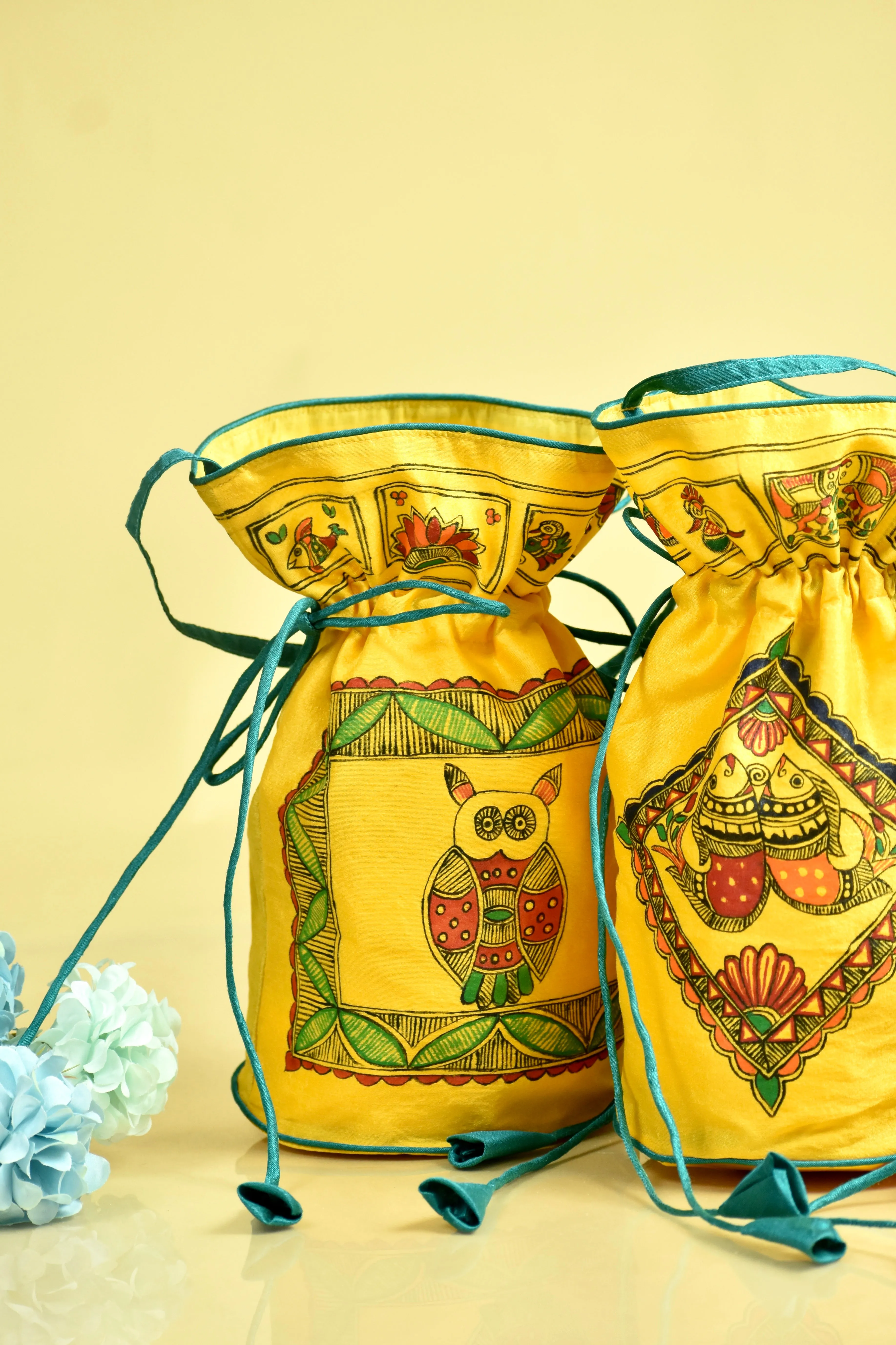 Madhubani Handpainted Silk Potli 10