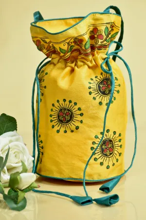 Madhubani Handpainted Silk Potli 11