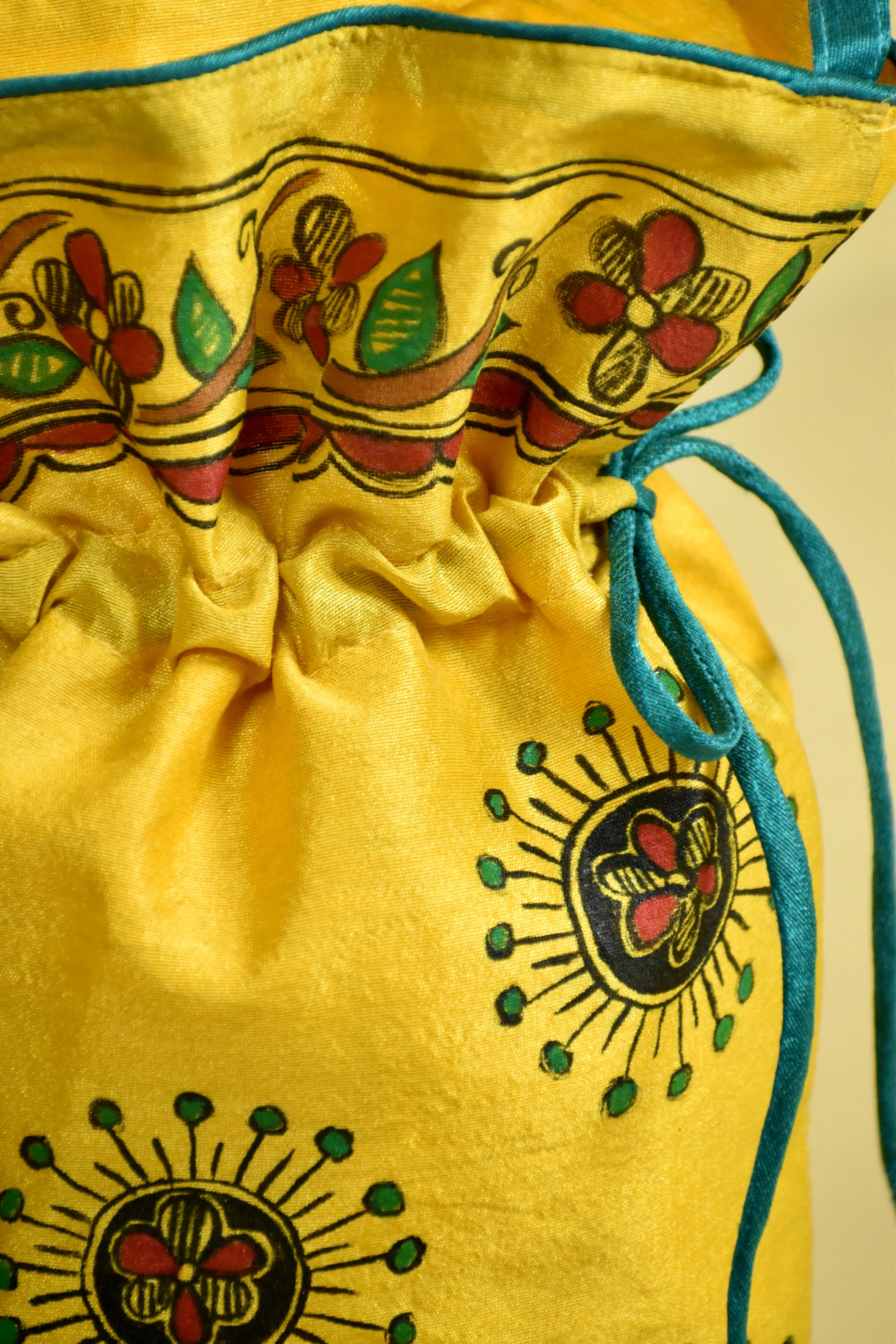 Madhubani Handpainted Silk Potli 11
