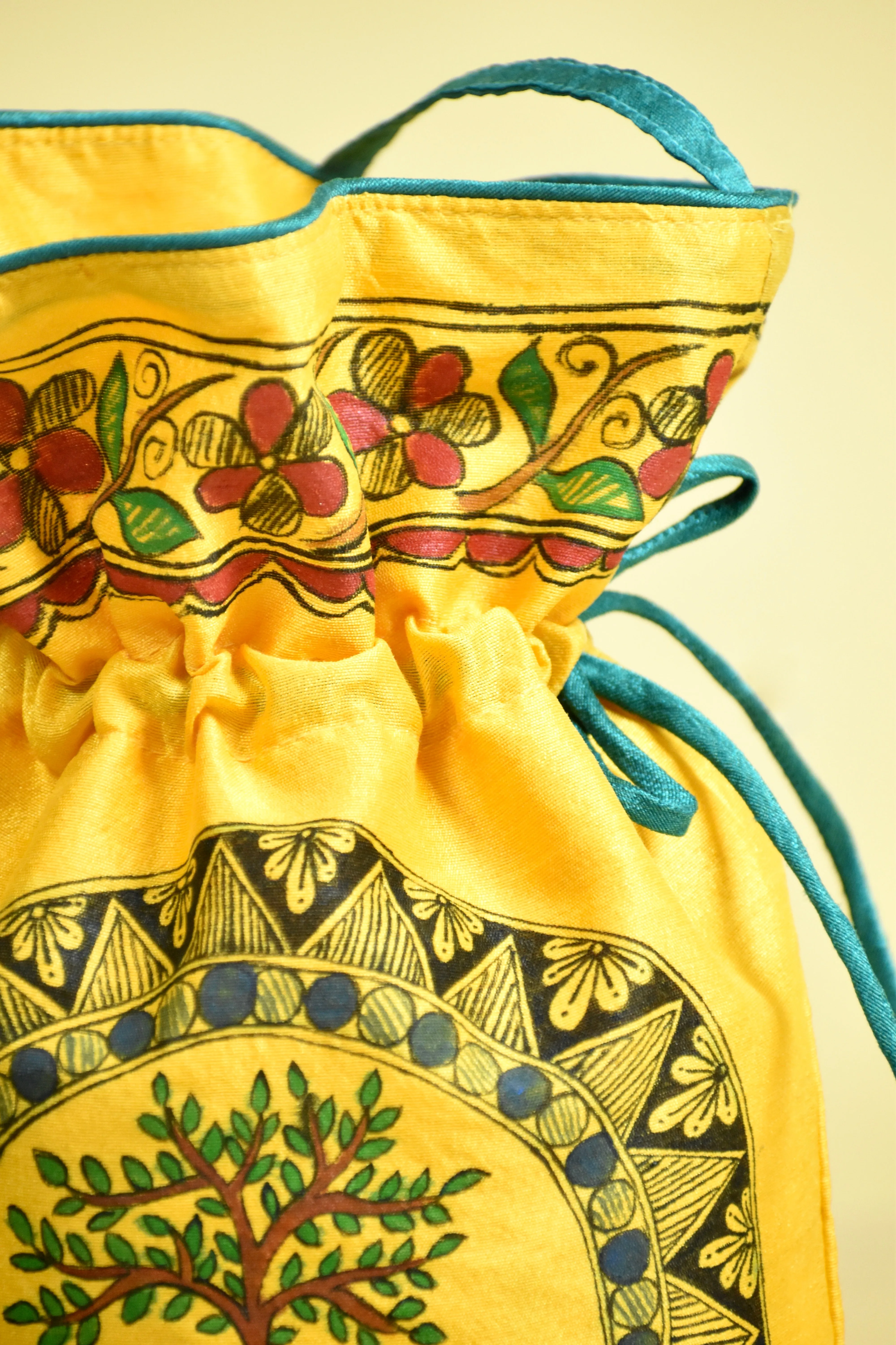 Madhubani Handpainted Silk Potli 11