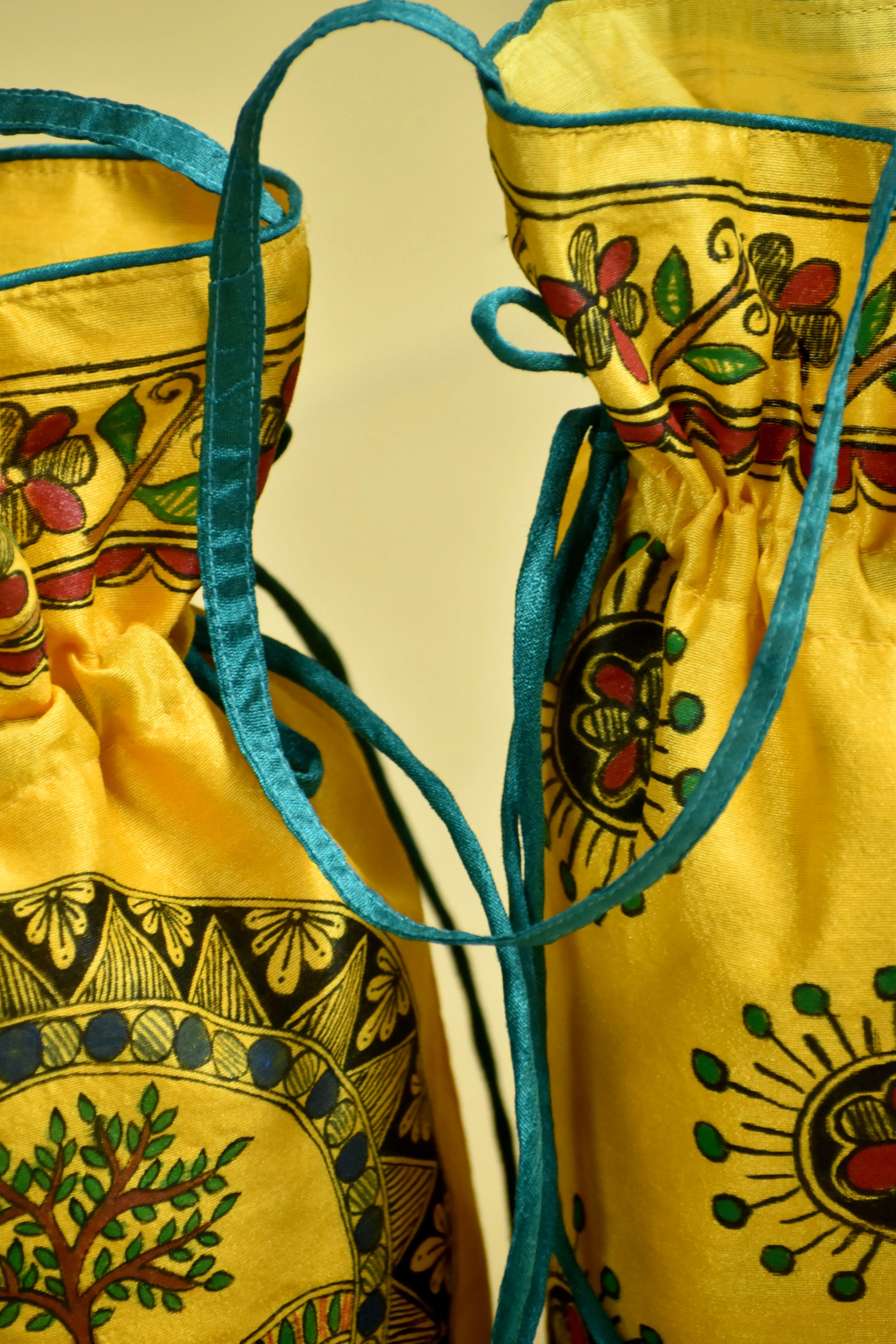 Madhubani Handpainted Silk Potli 11