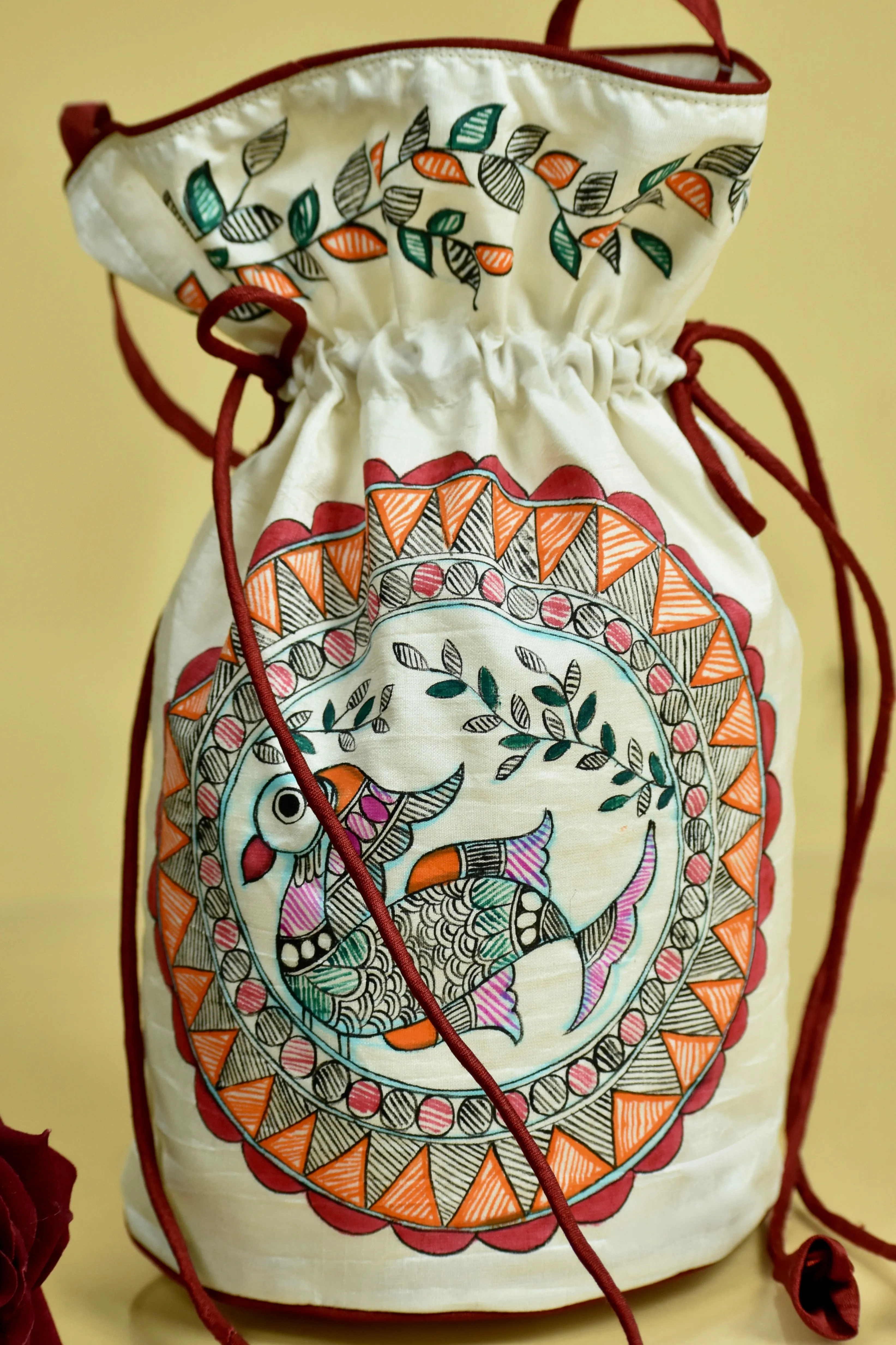 Madhubani Handpainted Silk Potli 12