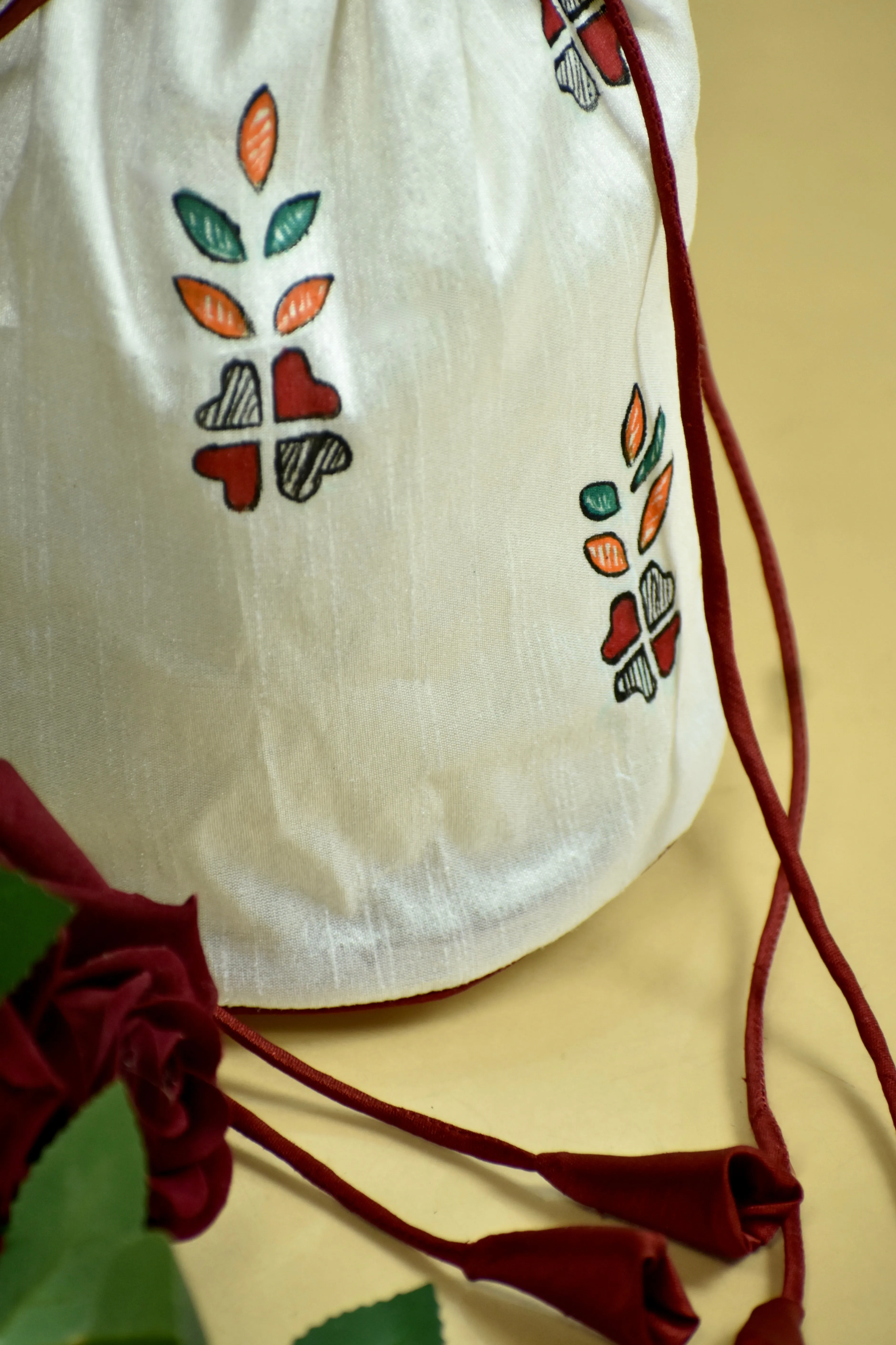 Madhubani Handpainted Silk Potli 12