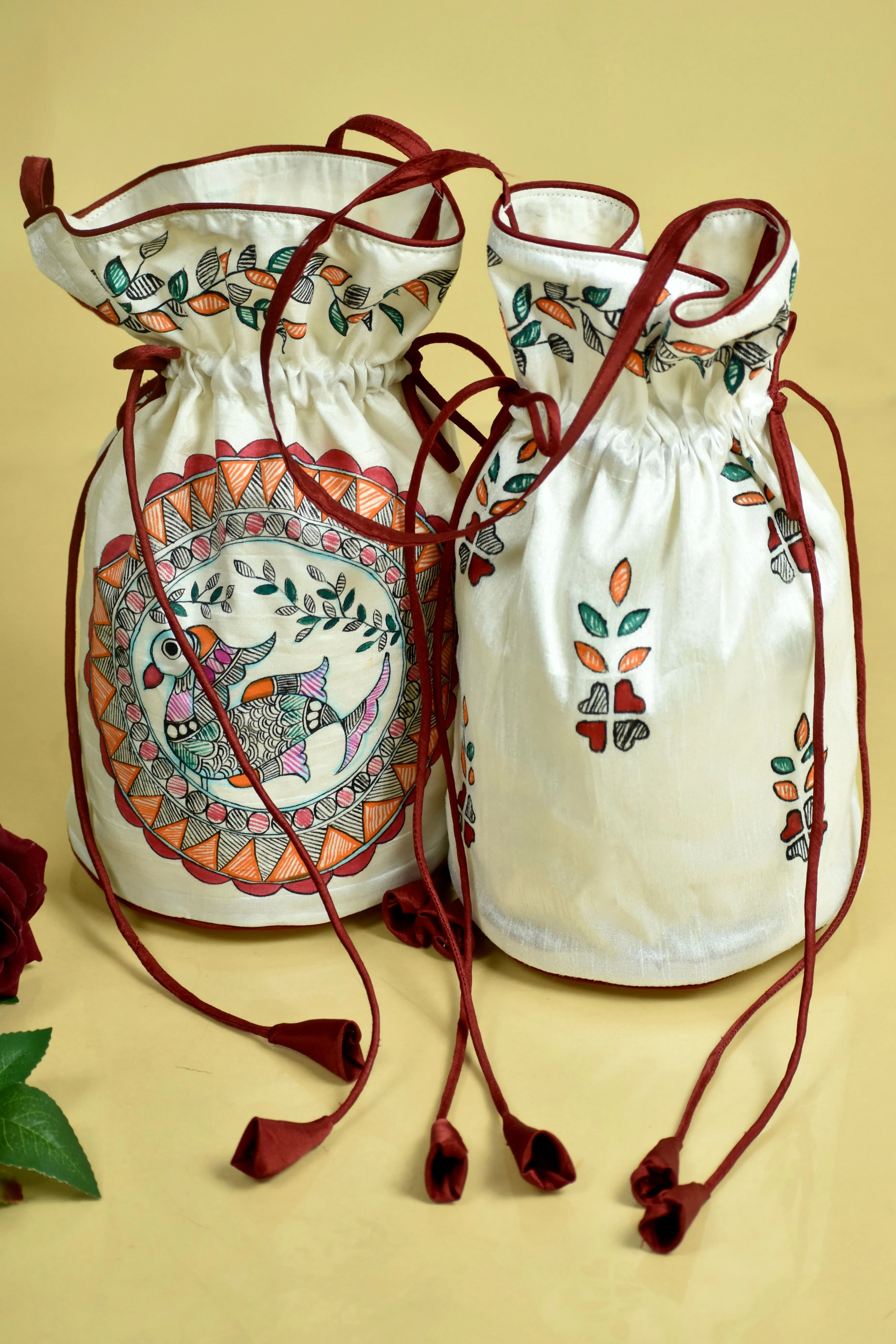 Madhubani Handpainted Silk Potli 12