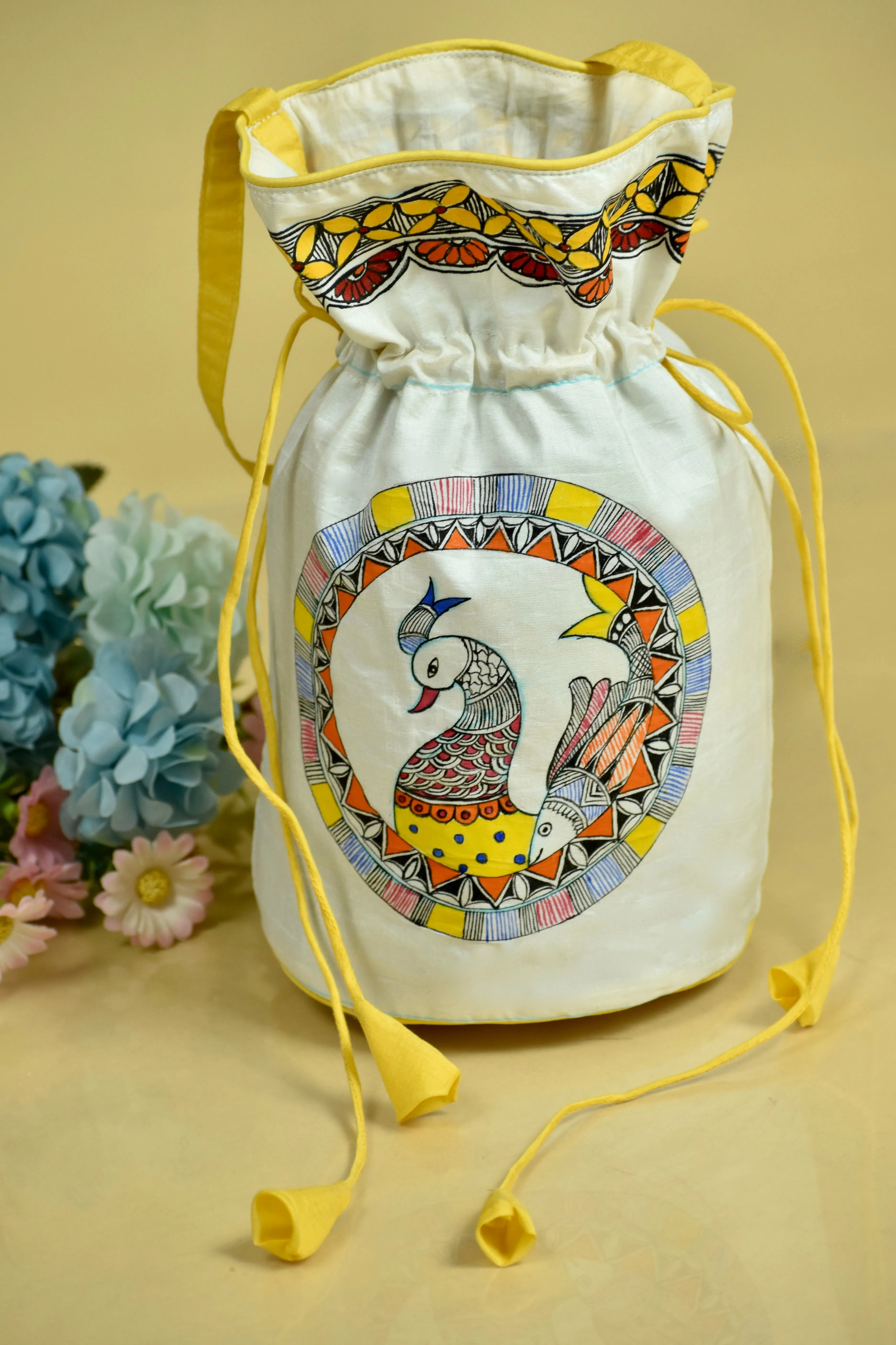 Madhubani Handpainted Silk Potli 13