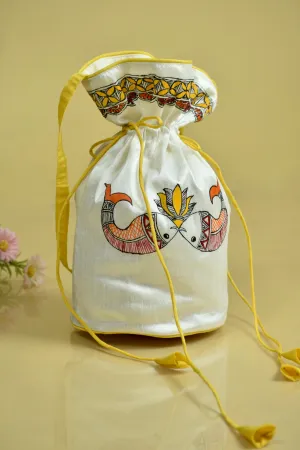 Madhubani Handpainted Silk Potli 13