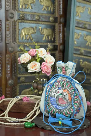 Madhubani Handpainted Silk Potli 2