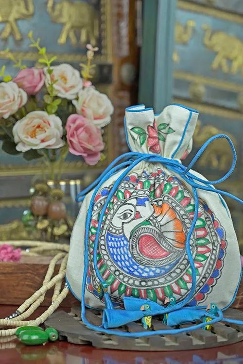 Madhubani Handpainted Silk Potli 2