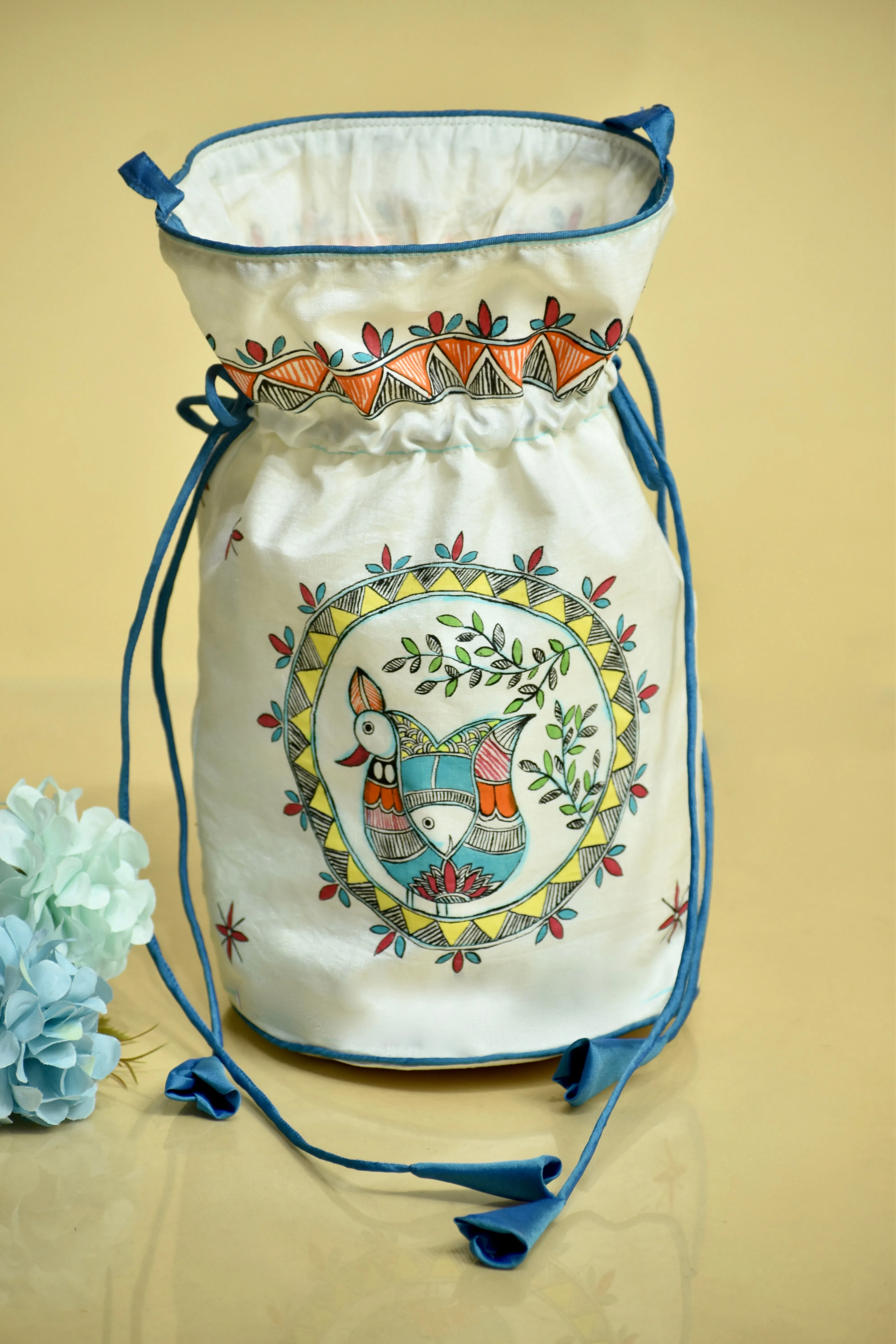 Madhubani Handpainted Silk Potli 5