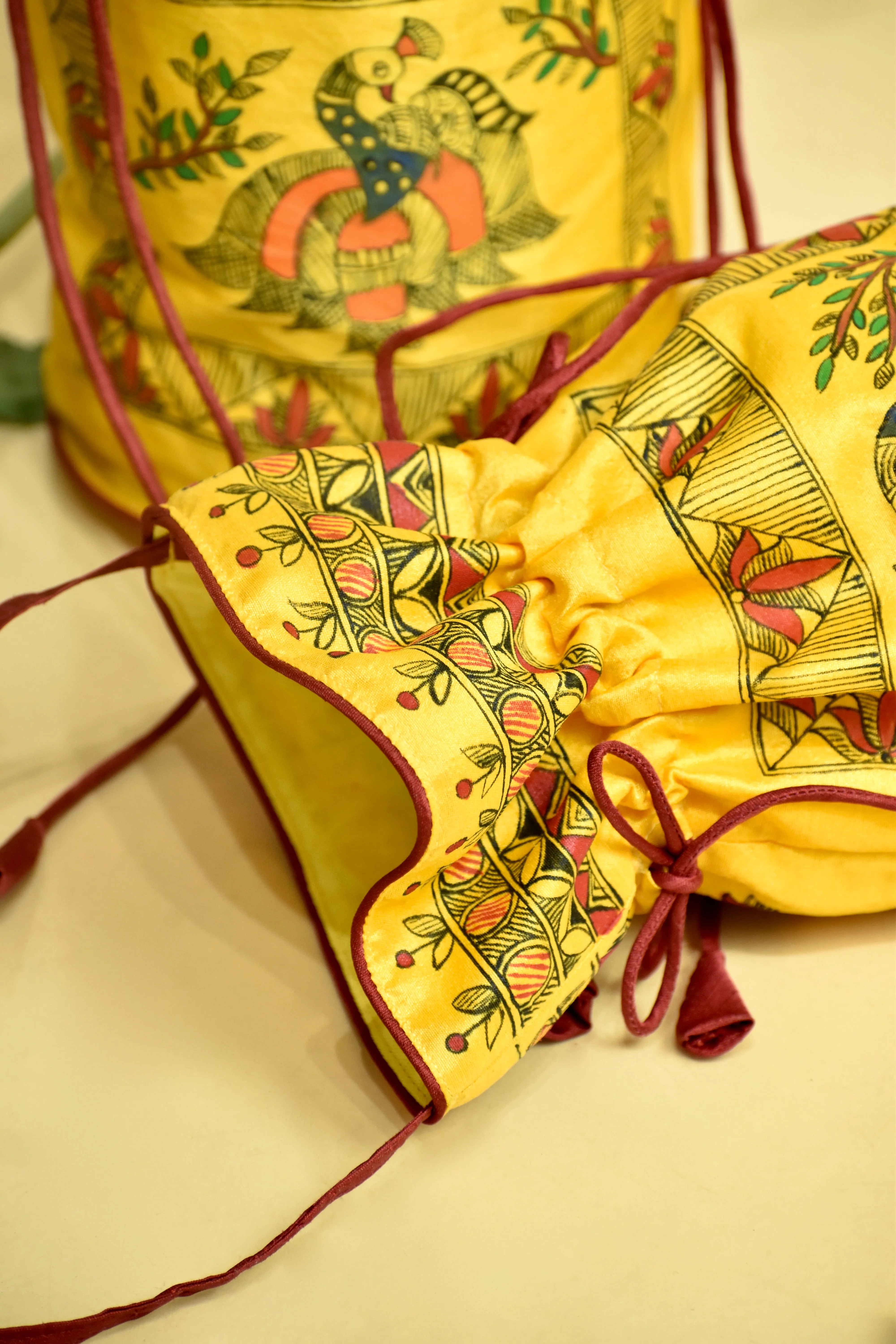 Madhubani Handpainted Silk Potli 6