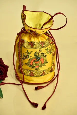 Madhubani Handpainted Silk Potli 6