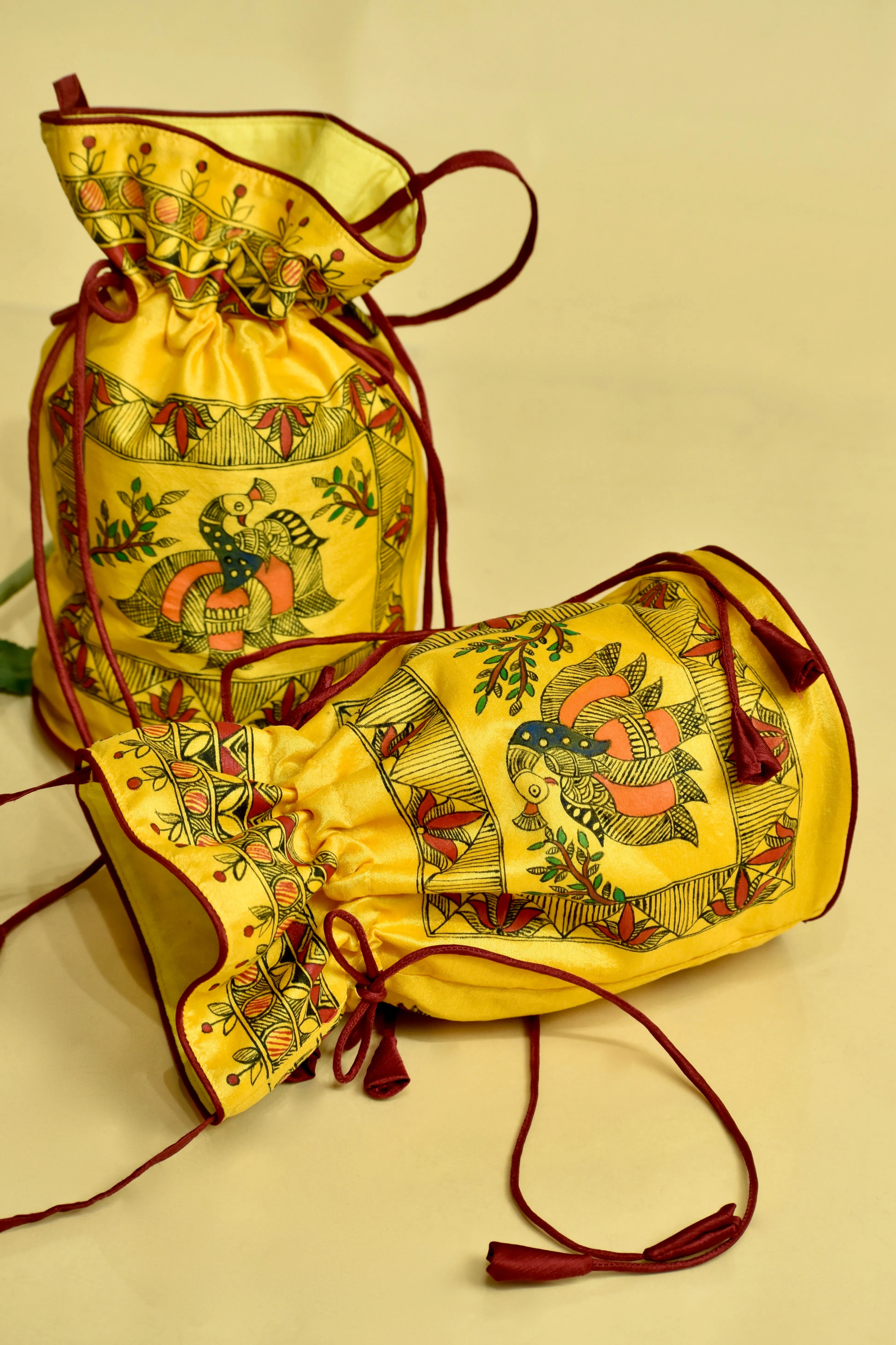 Madhubani Handpainted Silk Potli 6