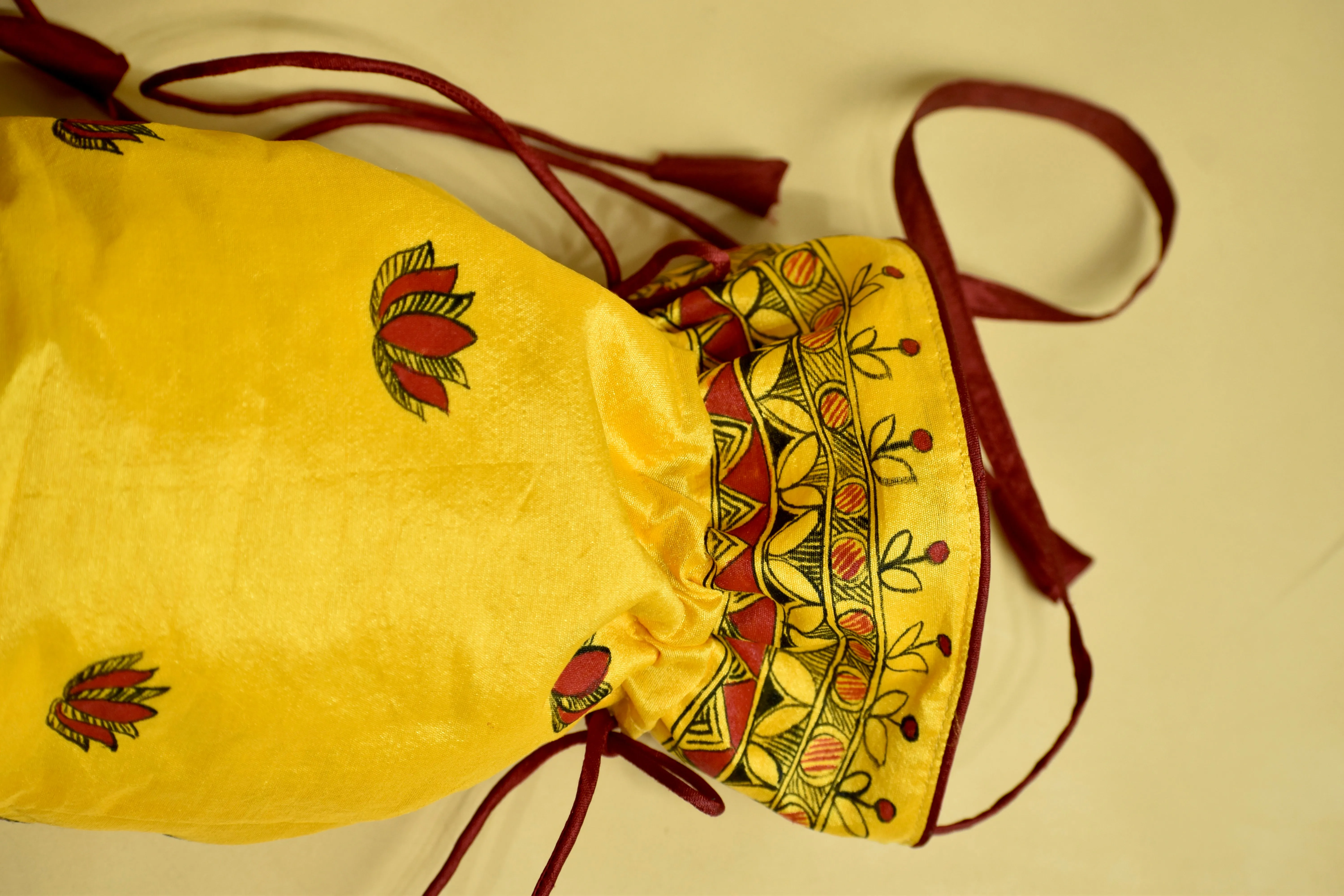Madhubani Handpainted Silk Potli 6