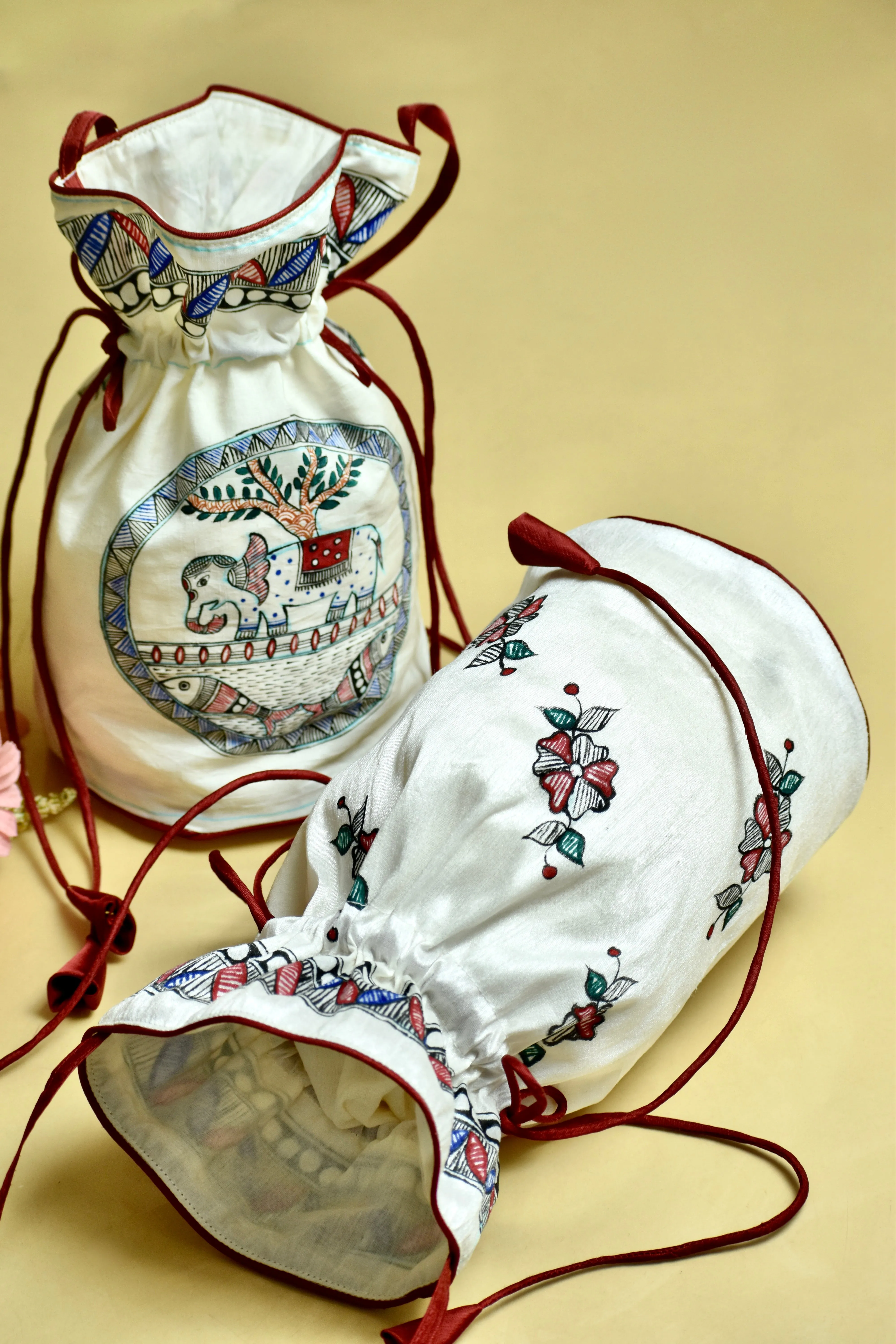 Madhubani Handpainted Silk Potli 8
