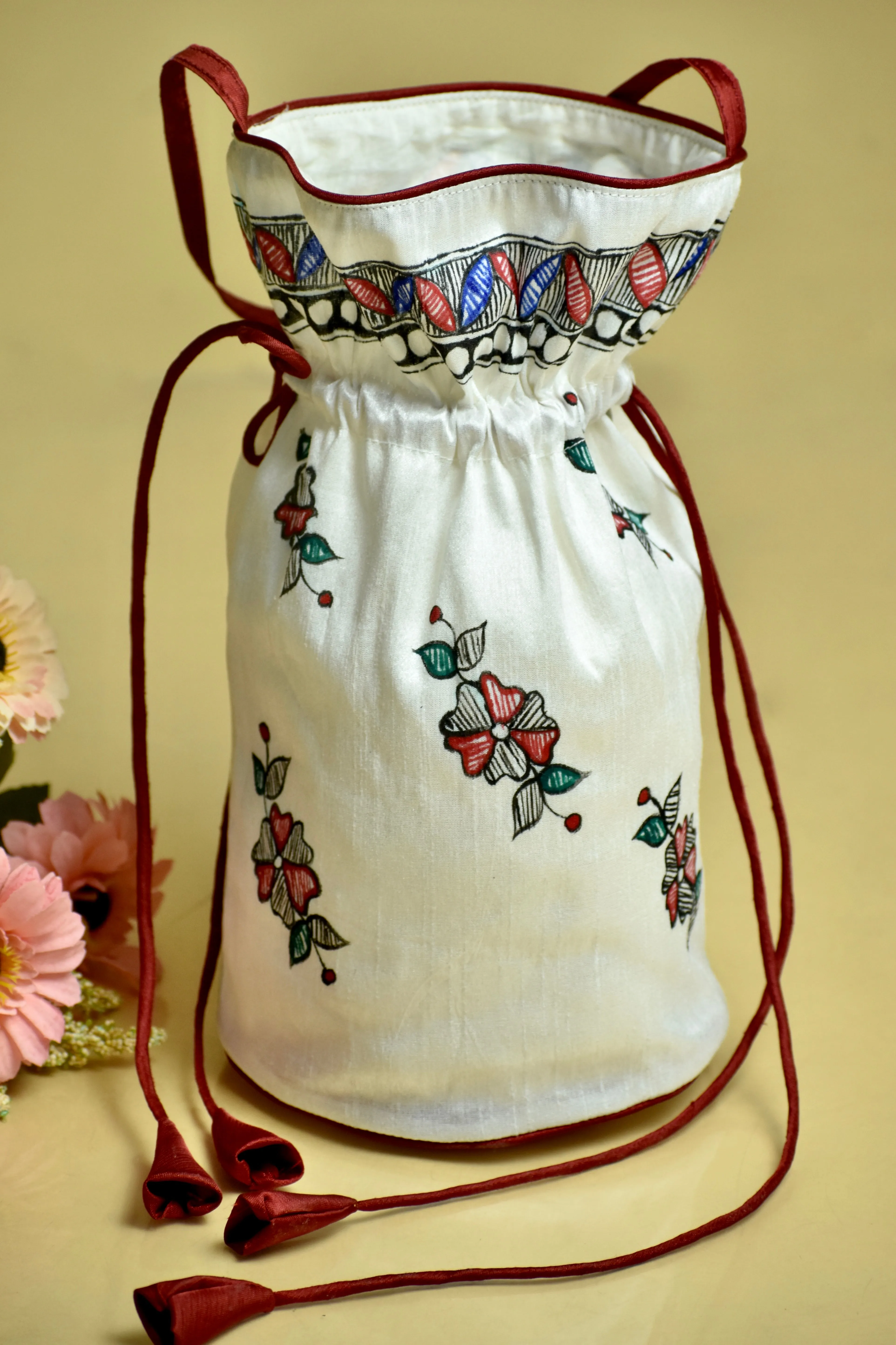 Madhubani Handpainted Silk Potli 8