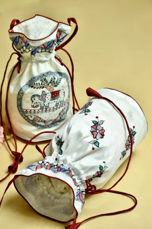 Madhubani Handpainted Silk Potli 8