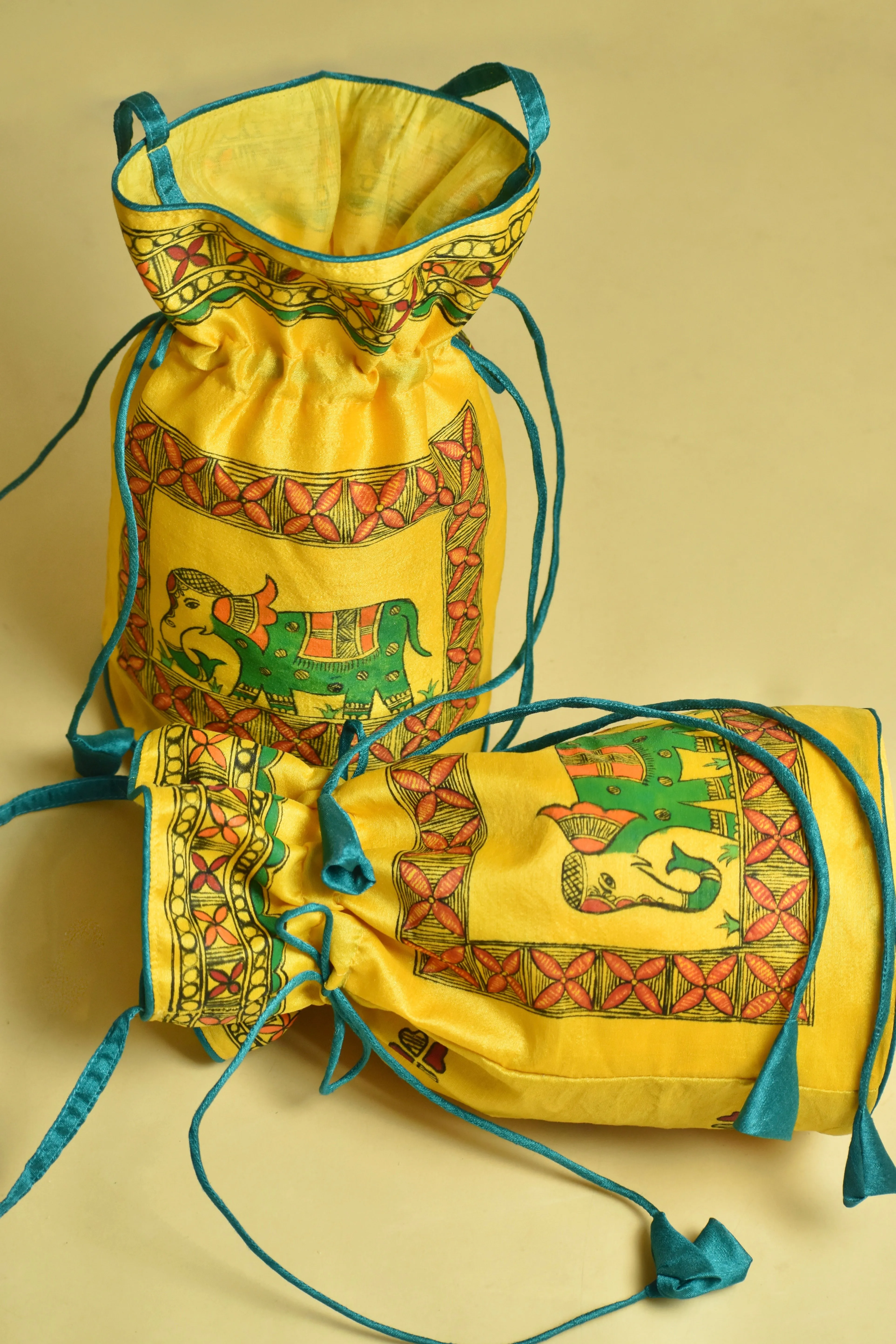 Madhubani Handpainted Silk Potli 9