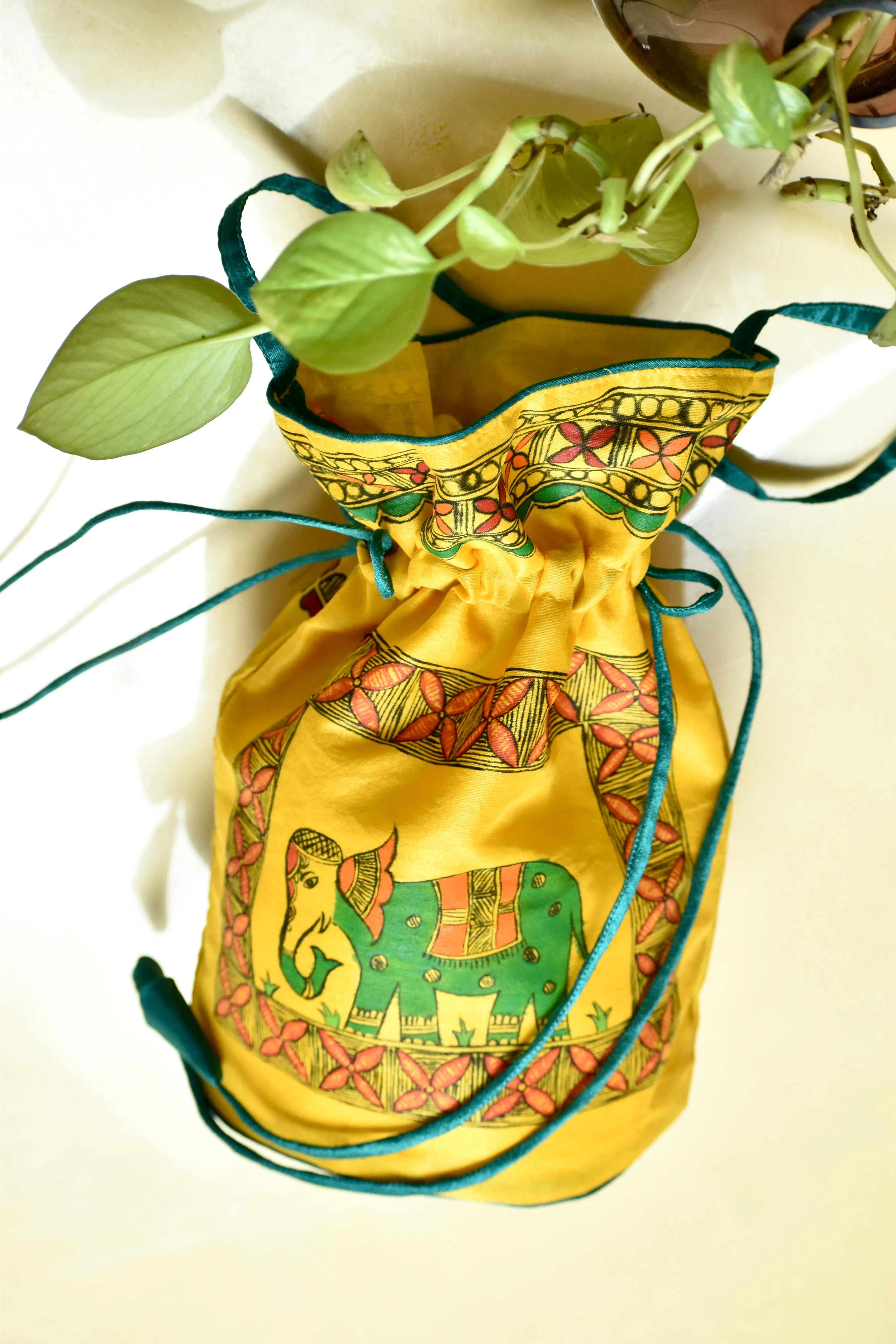 Madhubani Handpainted Silk Potli 9