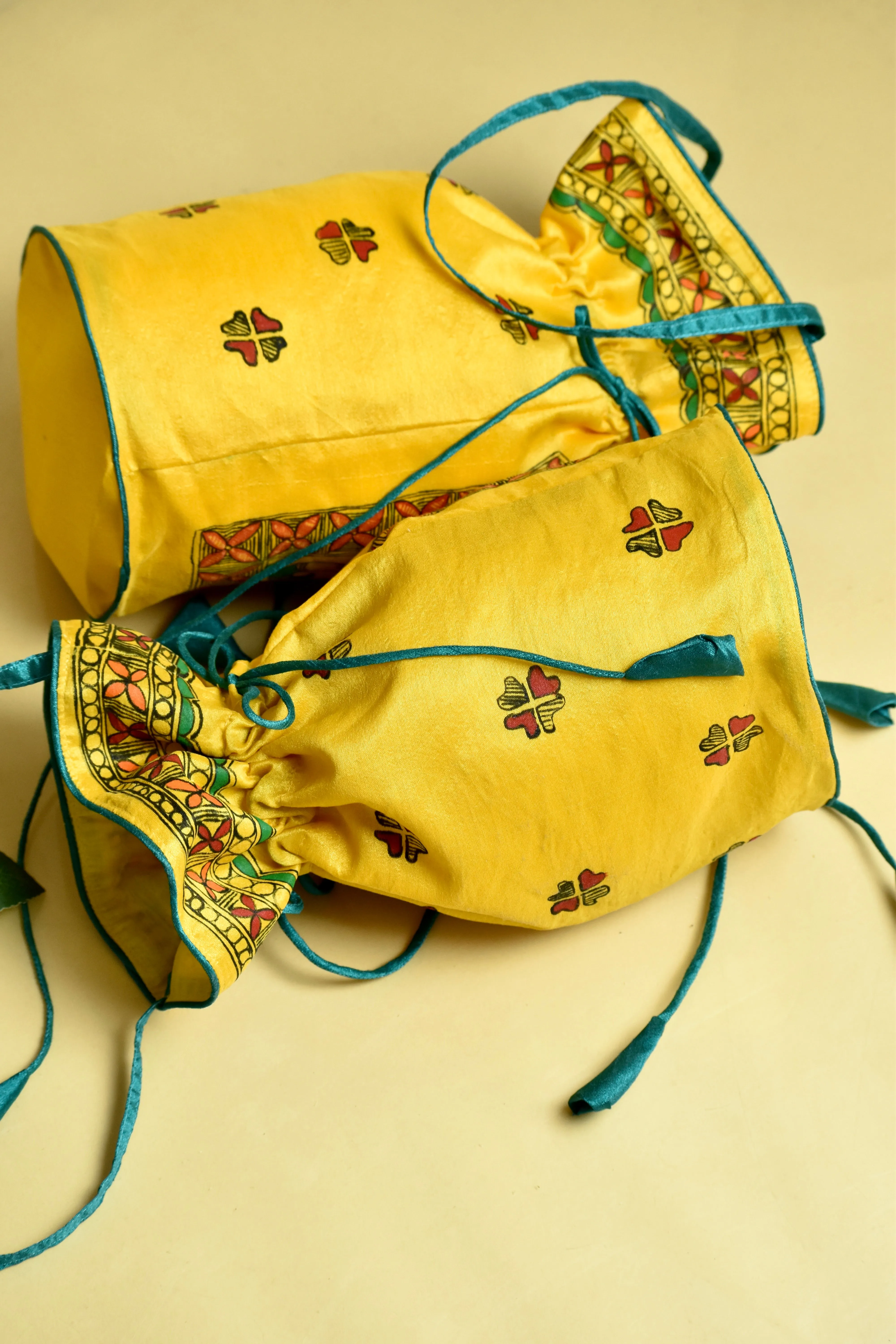 Madhubani Handpainted Silk Potli 9
