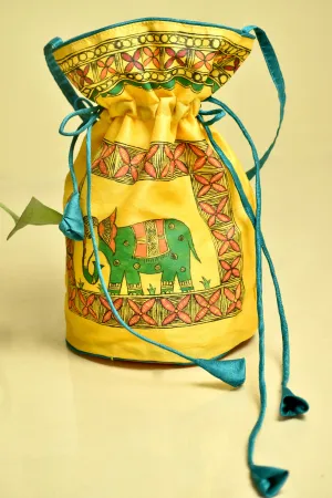 Madhubani Handpainted Silk Potli 9