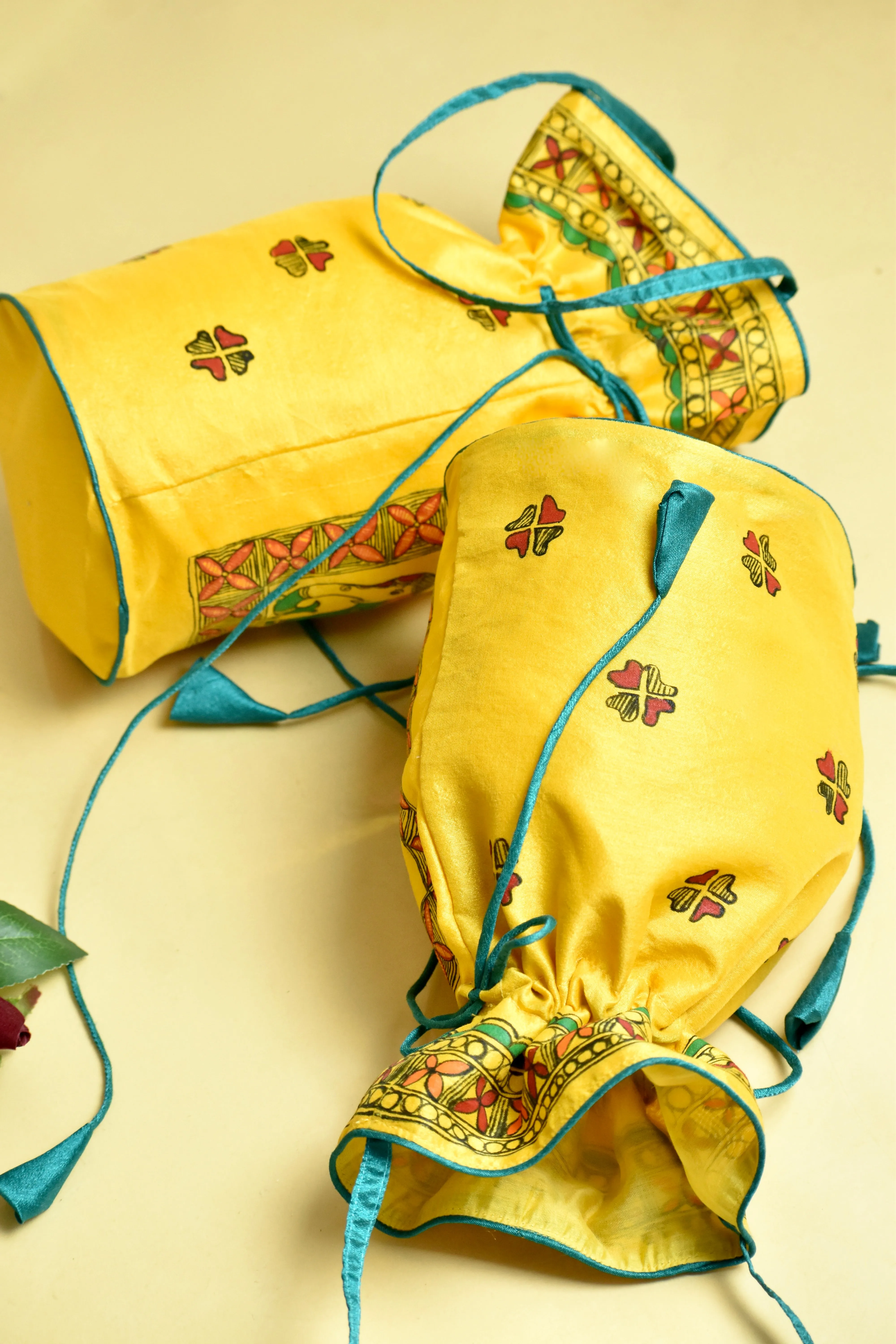 Madhubani Handpainted Silk Potli 9