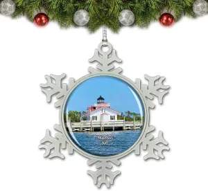 Manteo Roanoke Marshes Lighthouse North Carolina USA Christmas Ornament Tree Decoration Crystal Metal Souvenir Gift