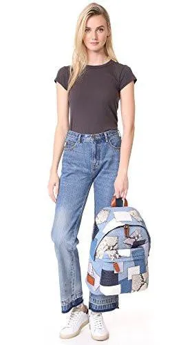 Marc Jacobs Denim Patchwork Biker Backpack Denim Multi One Size